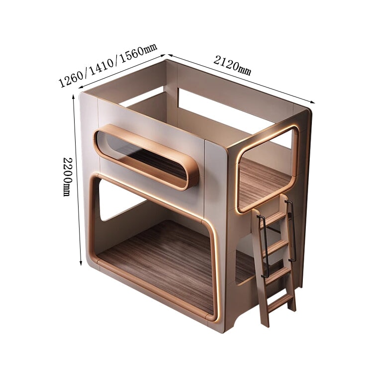 二段ベッド　親子ベッド　はしご　階段　クローゼット　収納棚　LED　アクリル板　スペースポッド風　おしゃれ　グレー　metamall