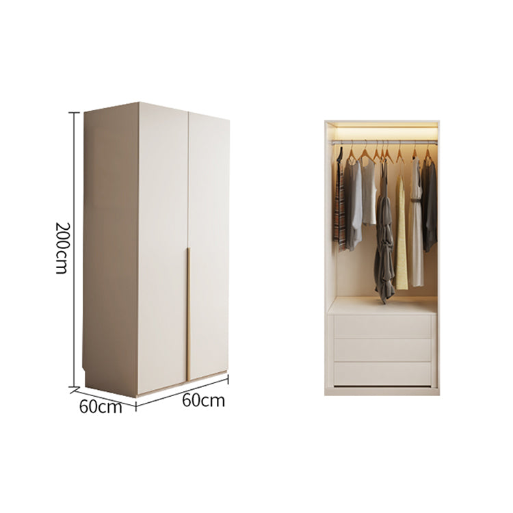 ワードローブ　大容量　クローゼット　高級感　重厚感　自然の風合い　メラミン化粧板　サイドラック　分類収納　ハンガーパイプ　ホワイト　YG-M015