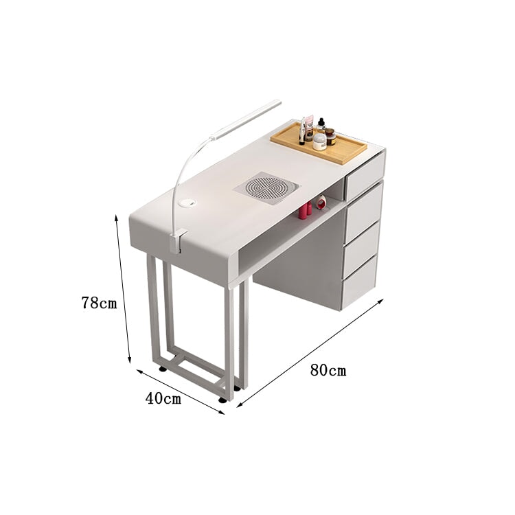 ネイルデスク　チェア　高密度ウレタンフォーム　フリース生地　クリーニングバッグ　掃除機　ライト付き　コンセント付き　メラミン化粧板　R加工　引き出し　ホワイト　metamall