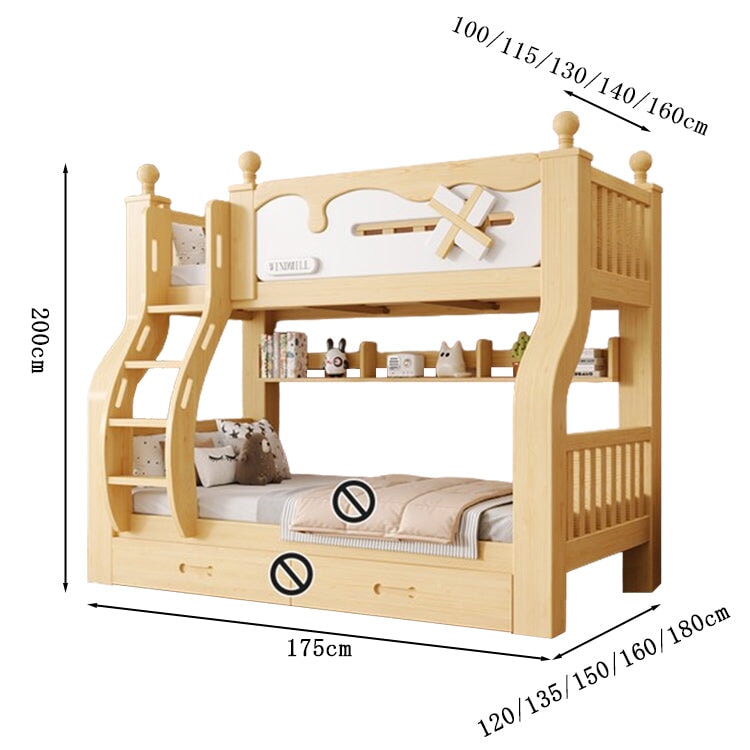 二段ベッド　親子ベッド　はしご　階段　引き出し　オープン収納　天然木　大容量　省スペース　かわいい　ナチュラル　metamall
