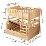 二段ベッド　親子ベッド　はしご　階段　引き出し　オープン収納　跳ね上げ　棚　クローゼット　パイン材　実用性　ナチュラル　カスタマイズ可能　metamall