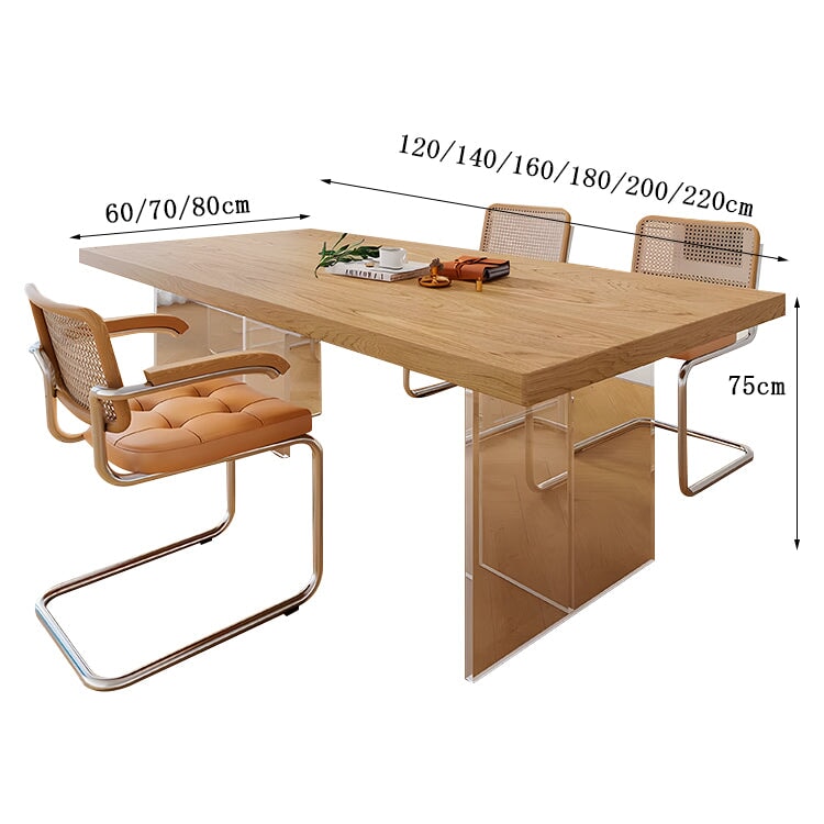 テーブル　食卓　作業テーブル　パネル脚　アクリル　パイン材　アッシュ材　透明　ナチュラル　カスタマイズ可能　metamall