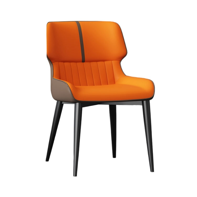 ダイニングチェア　レザー張り　PUレザー生地　ポリエステル生地　レザーライク　シック　バイカラーデザイン　高密度ウレタンフォーム　スチール脚　ダークブルー　metamall