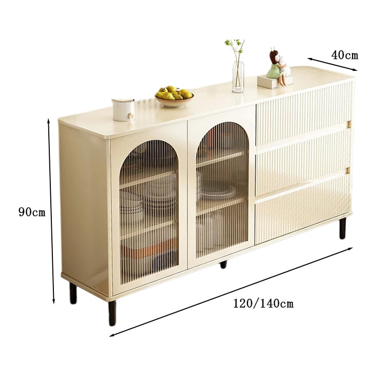 食器棚　キッチンボード　キャビネット　キッチンキャビネット　大容量　開き戸　ロータイプ　ベージュ　metamall