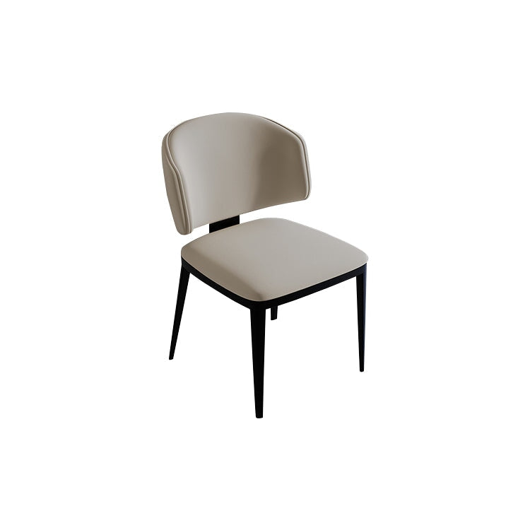 ダイニングチェア　ラウンジチェア　背もたれ　レザー張り　マイクロファイバーレザー生地　スチール脚　ベージュ　カスタマイズ可能　metamall