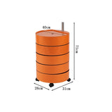 丸形　5段　ポータブルトロリー　収納棚　樹脂　回転式　デザイン　キャスター付き　オレンジ　metamall