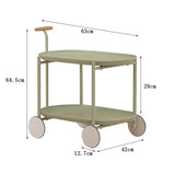 ワゴン　サイドテーブル　キャスター付き　ABS樹脂　スチールフレーム　落下防止のガード　シック　垢抜け感　天然木を使用　グリーン　metamall