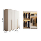 ワードローブ　大容量　クローゼット　高級感　重厚感　自然の風合い　メラミン化粧板　サイドラック　分類収納　ハンガーパイプ　ホワイト　YG-M015