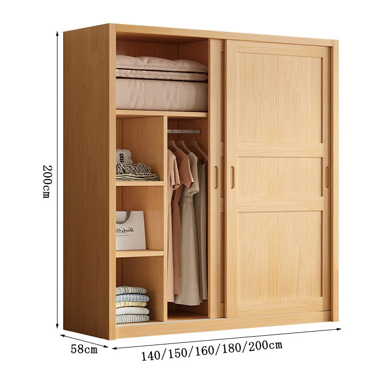 クローゼット　高級感　ナチュラルモダン　重厚感　自然の風合い　パイン材　メラミン化粧板　サイドラック　分類収納　ハンガーパイプ　ナチュラル　metamall