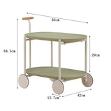 ワゴン　サイドテーブル　キャスター付き　ABS樹脂　スチールフレーム　落下防止のガード　シック　垢抜け感　天然木を使用　グリーン　metamall