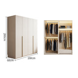 ワードローブ　大容量　クローゼット　高級感　重厚感　自然の風合い　メラミン化粧板　サイドラック　分類収納　ハンガーパイプ　ホワイト　YG-M015