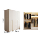 ワードローブ　大容量　クローゼット　高級感　重厚感　自然の風合い　メラミン化粧板　サイドラック　分類収納　ハンガーパイプ　ホワイト　YG-M015