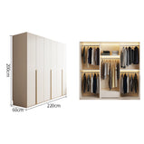 ワードローブ　大容量　クローゼット　高級感　重厚感　自然の風合い　メラミン化粧板　サイドラック　分類収納　ハンガーパイプ　ホワイト　YG-M015