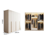 ワードローブ　大容量　クローゼット　高級感　重厚感　自然の風合い　メラミン化粧板　サイドラック　分類収納　ハンガーパイプ　ホワイト　YG-M015