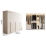 ワードローブ　大容量　クローゼット　高級感　重厚感　自然の風合い　メラミン化粧板　サイドラック　分類収納　ハンガーパイプ　ホワイト　YG-M015
