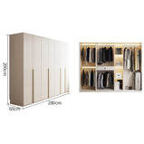 ワードローブ　大容量　クローゼット　高級感　重厚感　自然の風合い　メラミン化粧板　サイドラック　分類収納　ハンガーパイプ　ホワイト　YG-M015