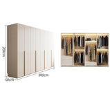 ワードローブ　大容量　クローゼット　高級感　重厚感　自然の風合い　メラミン化粧板　サイドラック　分類収納　ハンガーパイプ　ホワイト　YG-M015