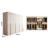 ワードローブ　大容量　クローゼット　高級感　重厚感　自然の風合い　メラミン化粧板　サイドラック　分類収納　ハンガーパイプ　ホワイト　YG-M015