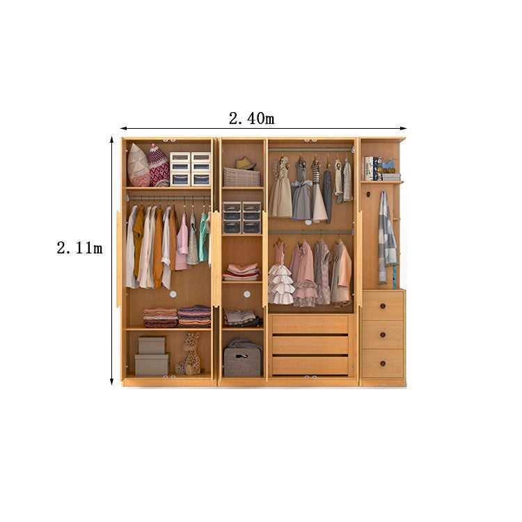 クローゼット　高級感　ナチュラルモダン　重厚感　自然の風合い　ラバーウッド材　メラミン化粧板　サイドラック　分類収納　ハンガーパイプ　ナチュラル　metamall