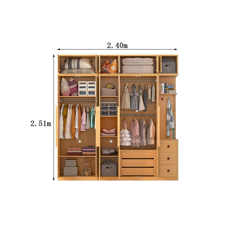 クローゼット　高級感　ナチュラルモダン　重厚感　自然の風合い　ラバーウッド材　メラミン化粧板　サイドラック　分類収納　ハンガーパイプ　ナチュラル　metamall