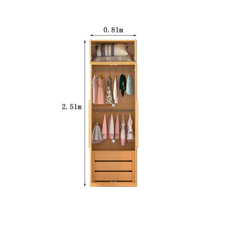 クローゼット　高級感　ナチュラルモダン　重厚感　自然の風合い　ラバーウッド材　メラミン化粧板　サイドラック　分類収納　ハンガーパイプ　ナチュラル　metamall