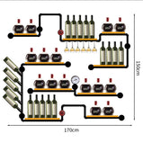 収納ラック　お酒収納　酒棚　壁面収納　フック付き　ワイングラスハンガー　バーキャビネット　スチール製　デザイン　天然木　バーントシェンナ　カスタマイズ可能　JG-M027 metamall 