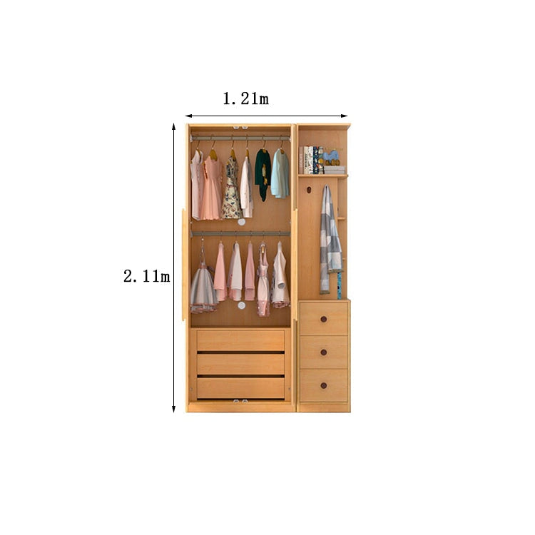 クローゼット　高級感　ナチュラルモダン　重厚感　自然の風合い　ラバーウッド材　メラミン化粧板　サイドラック　分類収納　ハンガーパイプ　ナチュラル　metamall