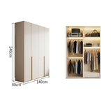 ワードローブ　大容量　クローゼット　高級感　重厚感　自然の風合い　メラミン化粧板　サイドラック　分類収納　ハンガーパイプ　ホワイト　YG-M015