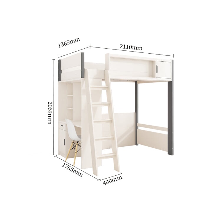 二段ベッド　親子ベッド　クローゼット　デスク　キャビネット付き　おしゃれ　ホワイト　metamall