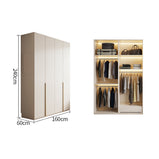 ワードローブ　大容量　クローゼット　高級感　重厚感　自然の風合い　メラミン化粧板　サイドラック　分類収納　ハンガーパイプ　ホワイト　YG-M015