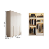 ワードローブ　大容量　クローゼット　高級感　重厚感　自然の風合い　メラミン化粧板　サイドラック　分類収納　ハンガーパイプ　ホワイト　YG-M015