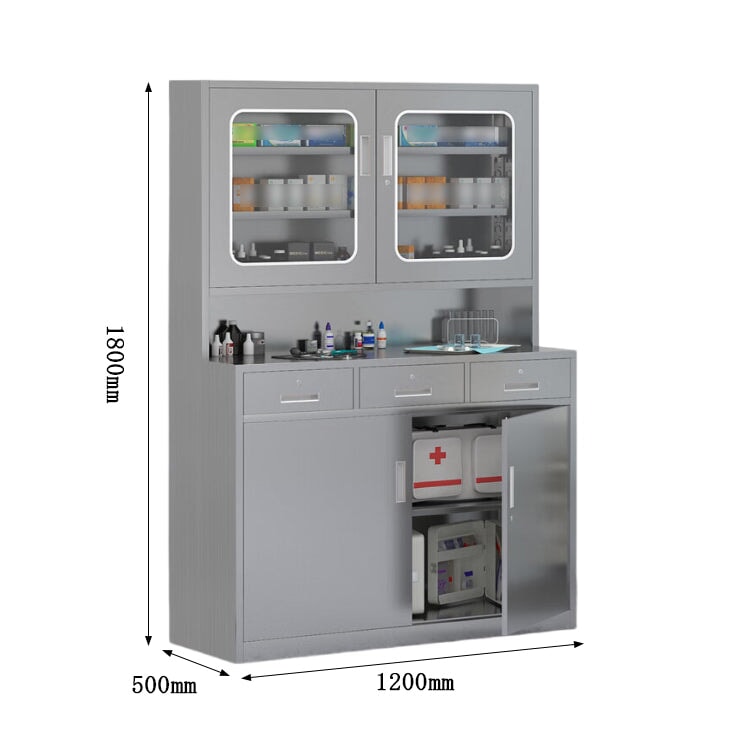医療用キャビネット　ドクターキャビネット　薬棚　冷間成形鋼　引出し付き　分類収納　鍵付き　シリンダー錠付き　可動棚板　ホワイト　グレー　metamall