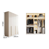 ワードローブ　大容量　クローゼット　高級感　重厚感　自然の風合い　メラミン化粧板　サイドラック　分類収納　ハンガーパイプ　ホワイト　YG-M015