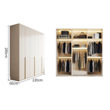 ワードローブ　大容量　クローゼット　高級感　重厚感　自然の風合い　メラミン化粧板　サイドラック　分類収納　ハンガーパイプ　ホワイト　YG-M015