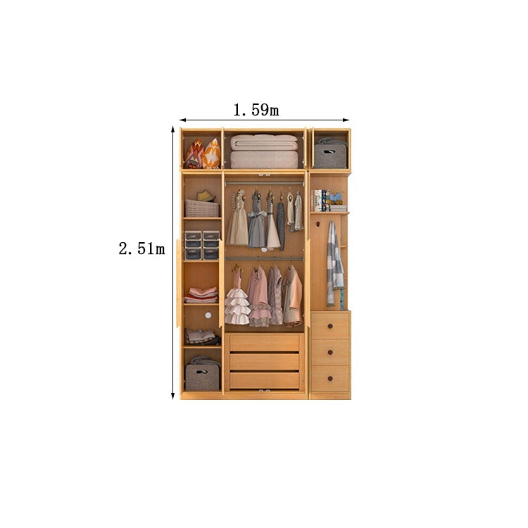 クローゼット　高級感　ナチュラルモダン　重厚感　自然の風合い　ラバーウッド材　メラミン化粧板　サイドラック　分類収納　ハンガーパイプ　ナチュラル　metamall