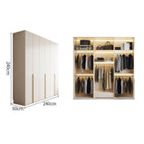 ワードローブ　大容量　クローゼット　高級感　重厚感　自然の風合い　メラミン化粧板　サイドラック　分類収納　ハンガーパイプ　ホワイト　YG-M015