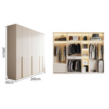 ワードローブ　大容量　クローゼット　高級感　重厚感　自然の風合い　メラミン化粧板　サイドラック　分類収納　ハンガーパイプ　ホワイト　YG-M015