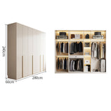 ワードローブ　大容量　クローゼット　高級感　重厚感　自然の風合い　メラミン化粧板　サイドラック　分類収納　ハンガーパイプ　ホワイト　YG-M015