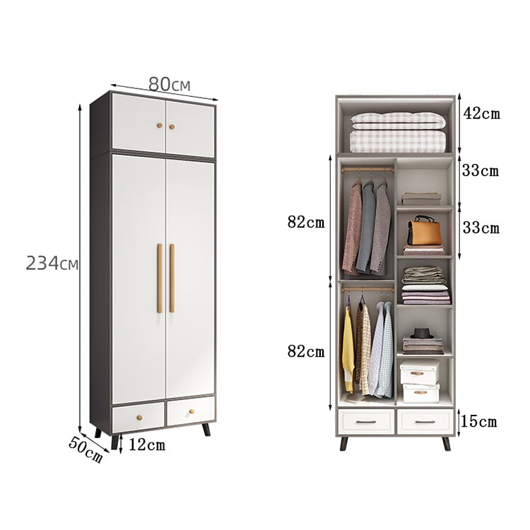 クローゼット　シンプルモダン　ナチュラルテイスト　バイカラーデザイン　分類収納　ハンガーパイプ　メラミン化粧板　引き出し付き　ナチュラル　カスタマイズ可能　metamall