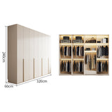 ワードローブ　大容量　クローゼット　高級感　重厚感　自然の風合い　メラミン化粧板　サイドラック　分類収納　ハンガーパイプ　ホワイト　YG-M015