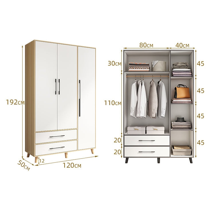 クローゼット　シンプルモダン　ナチュラルテイスト　バイカラーデザイン　分類収納　ハンガーパイプ　メラミン化粧板　引き出し付き　ナチュラル　カスタマイズ可能　metamall