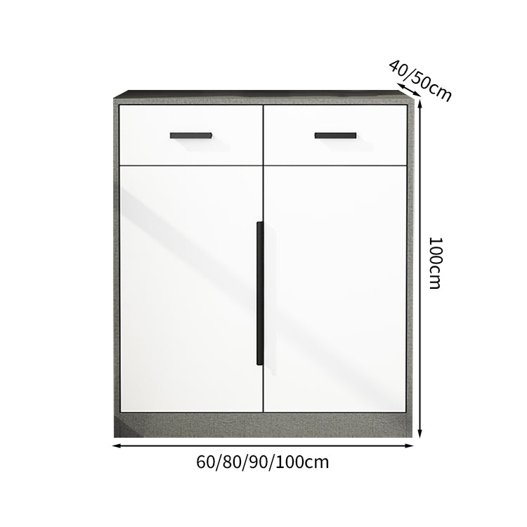 キャビネット　収納力抜群　扉付き収納　台輪　取っ手　引き出し　蝶番　メラミン化粧板　分類収納　シンプル　グレー　ホワイト　カスタマイズ可能　SNG-M047