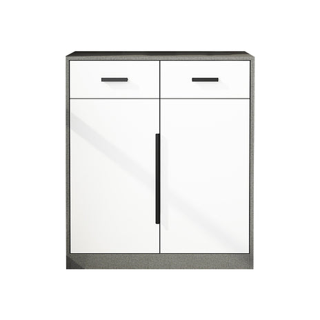 キャビネット　収納力抜群　扉付き収納　台輪　取っ手　引き出し　蝶番　メラミン化粧板　分類収納　シンプル　グレー　ホワイト　カスタマイズ可能　SNG-M047