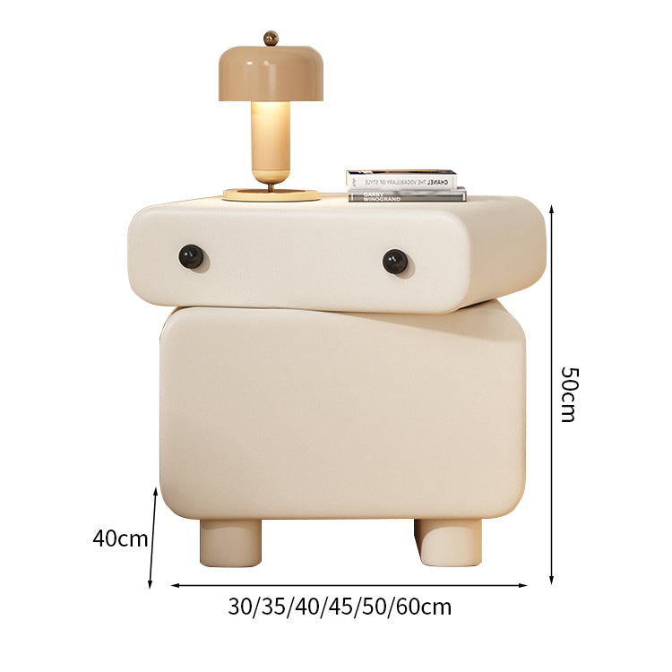 ナイトテーブル　インテリアキャビネット　収納家具　かわいい　回転機能　パイン材　マイクロファイバーレザー　スライドレール　取っ手　カスタマイズ可能　SNG-M050