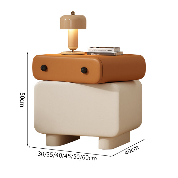 ナイトテーブル　インテリアキャビネット　収納家具　かわいい　回転機能　パイン材　マイクロファイバーレザー　スライドレール　取っ手　カスタマイズ可能　SNG-M050