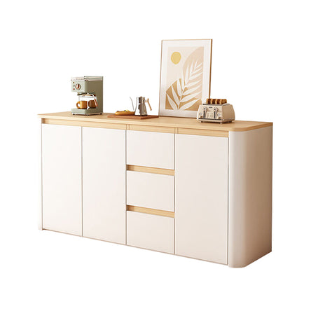 サイドボード　メラミン化粧板　木目調　多目的　隠し式取っ手　収納力抜群　Ｒ加工　引き出し　扉付き収納　カスタマイズ可能　SNG-M051