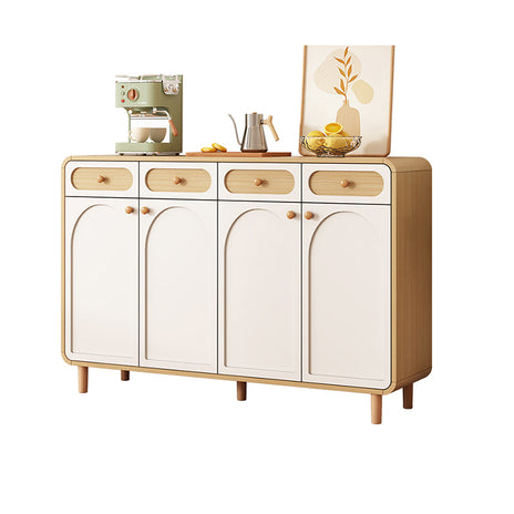 サイドボード　インテリアキャビネット　木目調　多目的　収納力抜群　引き出し　厚みのある板材　Ｒ加工　高さのある脚　メラミン化粧板　カスタマイズ可能　SNG-M052