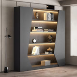 キャビネット　インテリアユニット　ホーム収納家具　洗練　メラミン化粧板　耐摩耗性　扉付き　蝶番　分類収納　大容量　ブラック　ライトグレー　カスタマイズ可能　SNG-M056