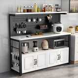 有孔ボード　オープン収納　扉付き収納　分類収納　スチールフレーム　安定性　フック　アジャスター　キッチンラック　作業台　収納ラック　機能的　カスタマイズ可能　SNZ-M075