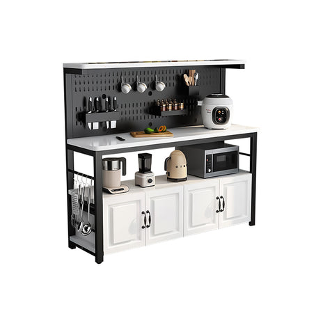 有孔ボード　オープン収納　扉付き収納　分類収納　スチールフレーム　安定性　フック　アジャスター　キッチンラック　作業台　収納ラック　機能的　カスタマイズ可能　SNZ-M075